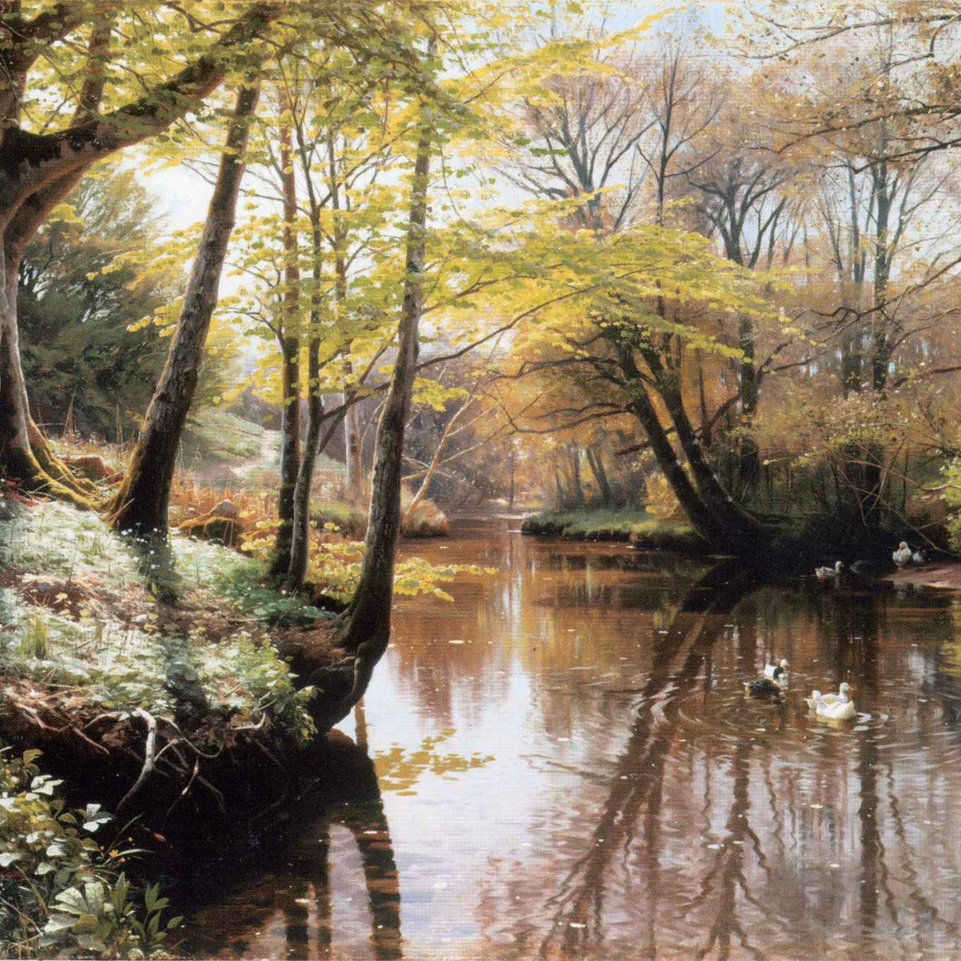 Peder Mork Monsted - A River Landscape in Springtime.jpg